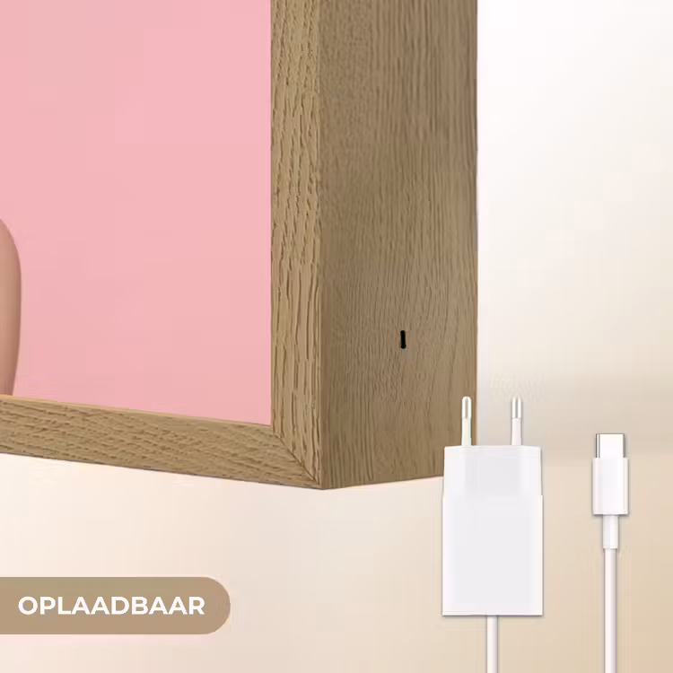 Vrouw - Roze - Parelketting - Krulspelden Light Box met batterij (Wandlamp) middel -USP_websiteoplaadbaarNL