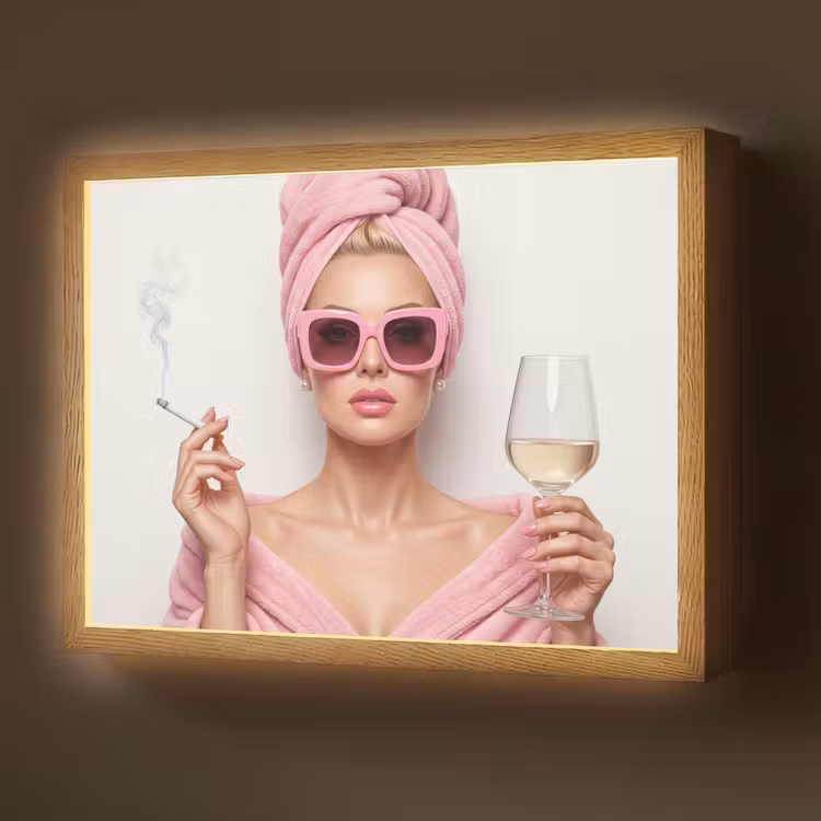 Vrouw - Roze - Wijn - Zonnebril Light Box met batterij (Wandlamp) middel -z3d_website