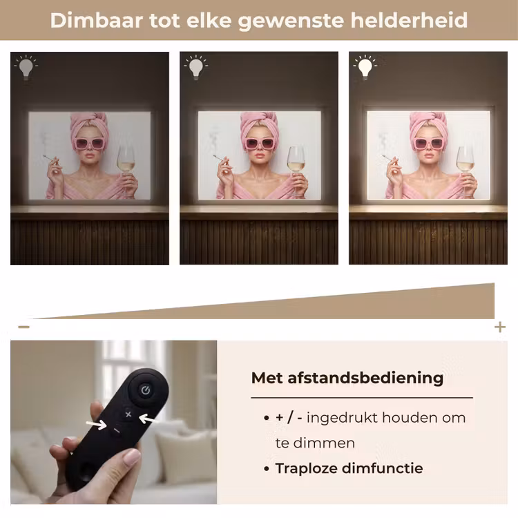 Vrouw - Roze - Wijn - Zonnebril Light Box met batterij (Wandlamp) middel -USP_dimbaarNL