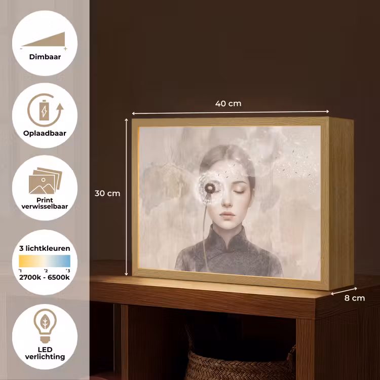 Vrouw - Sereen - Grijs Light Box met batterij (Wandlamp) middel -USP_websiteoverzichtNL