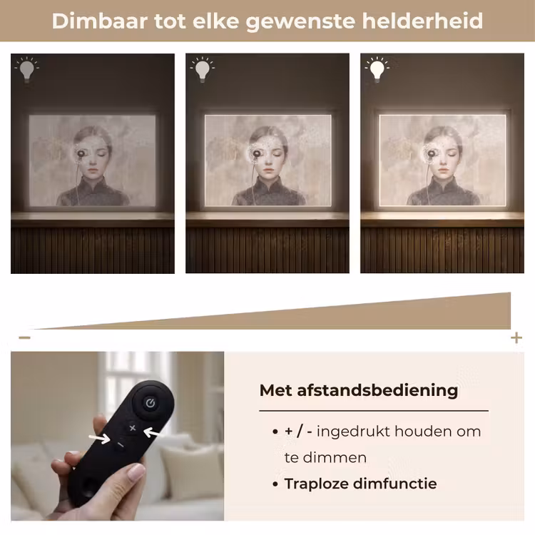 Vrouw - Sereen - Grijs Light Box met batterij (Wandlamp) middel -USP_dimbaarNL