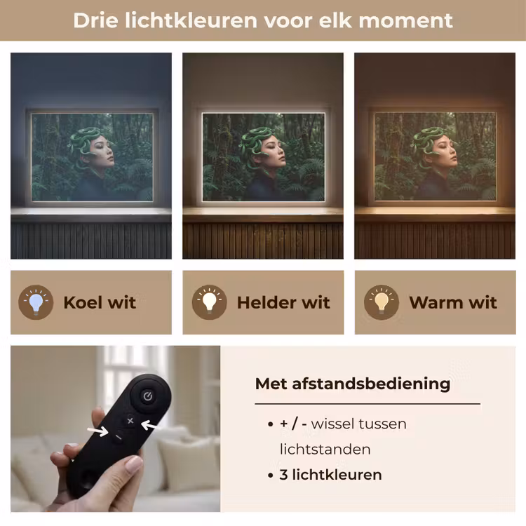 Vrouw - Slang - Natuur - Mystiek - Groen Light Box met batterij (Wandlamp) middel -USP_lichtkleurNL