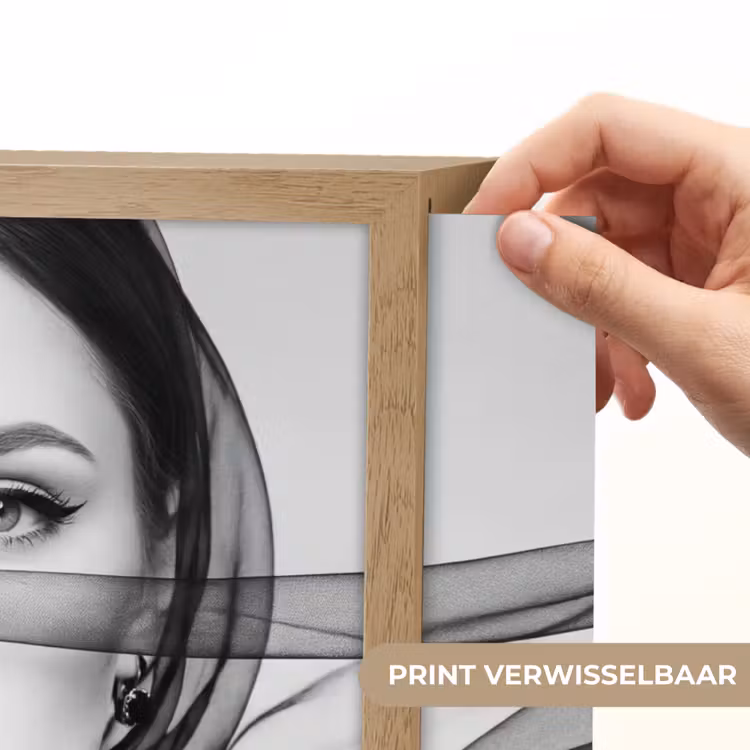 Vrouw - Sluier - Portret - Zwart - Wit - Elegant Light Box met batterij (Wandlamp) middel -USP_websiteprintNL