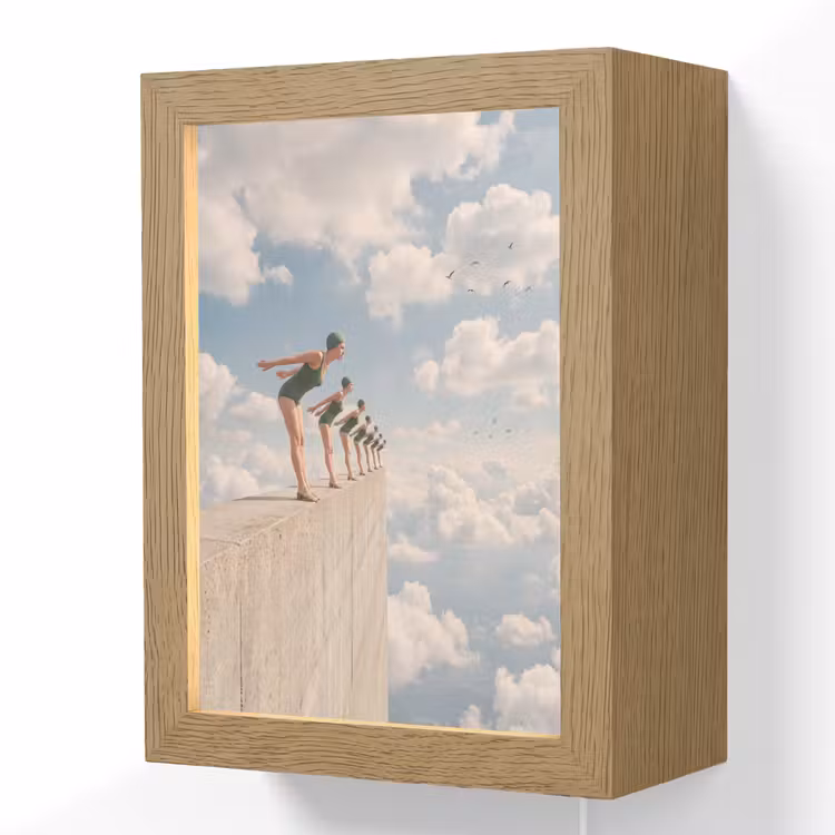 Lightbox - Wandlamp - Vrouwen - Duikhouding - Wolken - Vrouwen - Duikhouding - Wolken Light Box met kabel (Wandlamp) klein