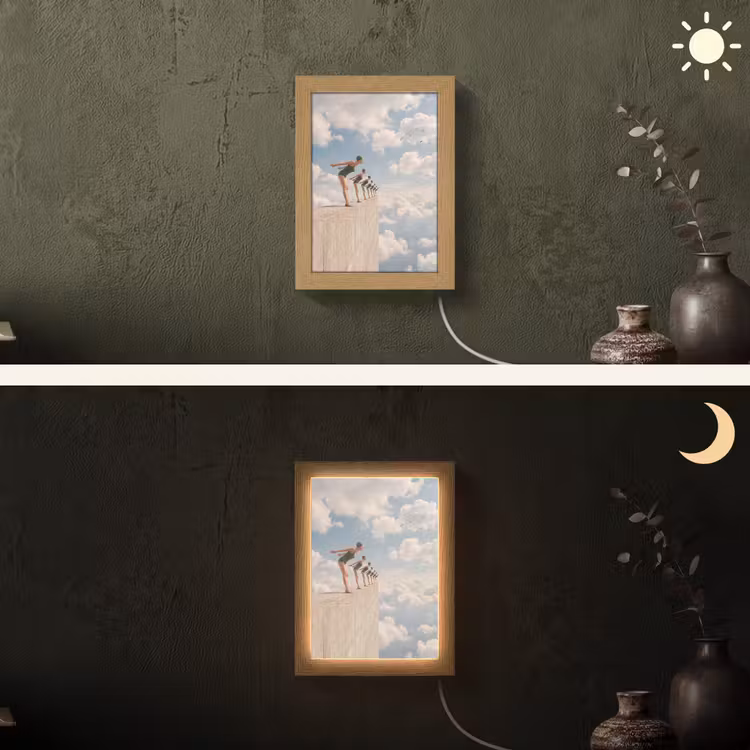 Lightbox - Wandlamp - Vrouwen - Duikhouding - Wolken - Vrouwen - Duikhouding - Wolken Light Box met kabel (Wandlamp) klein
