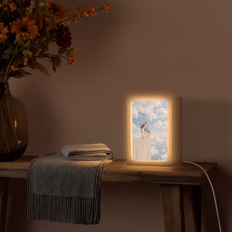 Lightbox - Wandlamp - Vrouwen - Duikhouding - Wolken - Vrouwen - Duikhouding - Wolken Light Box met kabel (Wandlamp) klein