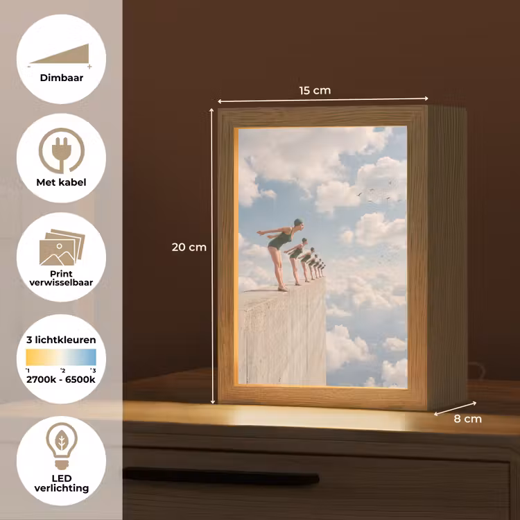 Lightbox - Wandlamp - Vrouwen - Duikhouding - Wolken - Vrouwen - Duikhouding - Wolken Light Box met kabel (Wandlamp) klein