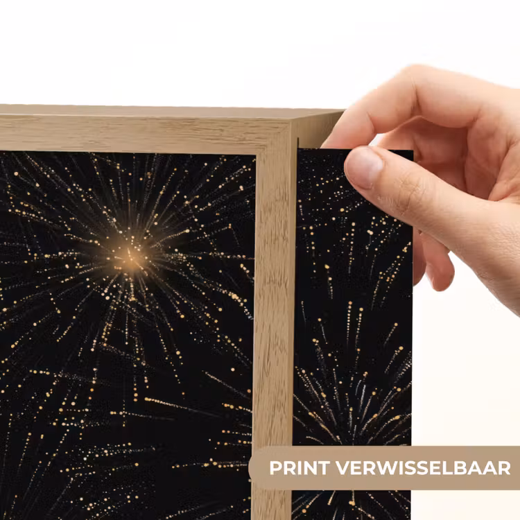 Vuurwerk - Patroon - Feestelijk - Goud - Zwart Light Box met batterij (Wandlamp) middel 907 -USP_websiteprintNL