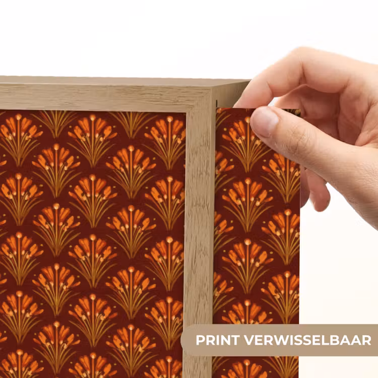 Waaiers - Art Deco - Botanisch - Roestbruin - Oranje Light Box met batterij (Wandlamp) middel 907 -USP_websiteprintNL