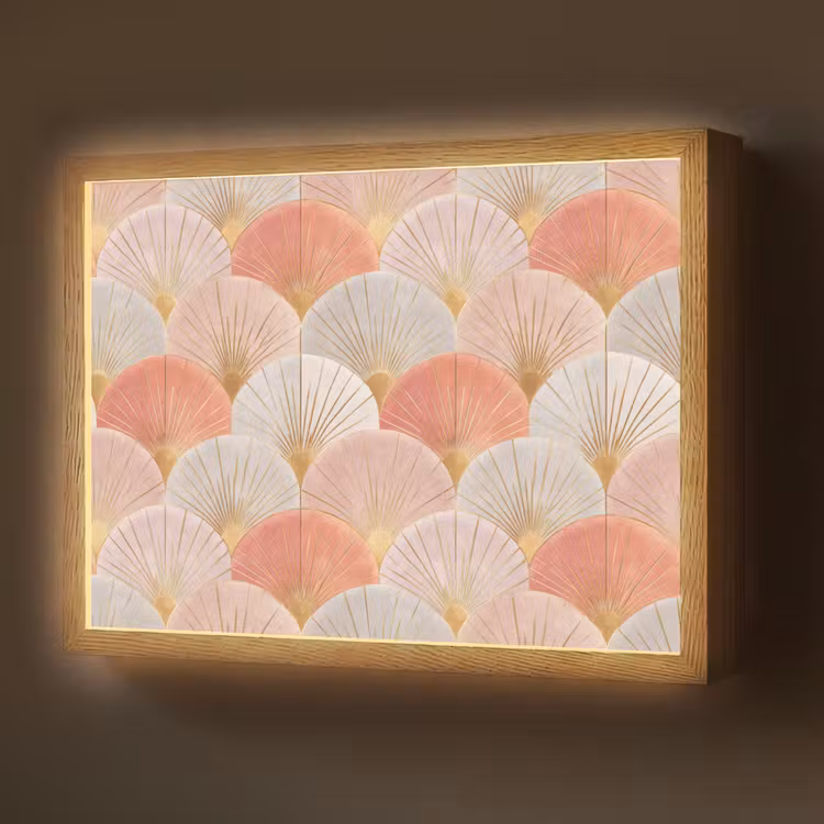 Waaiers - Goud - Roze Light Box met batterij (Wandlamp) middel 907 -z3d_website