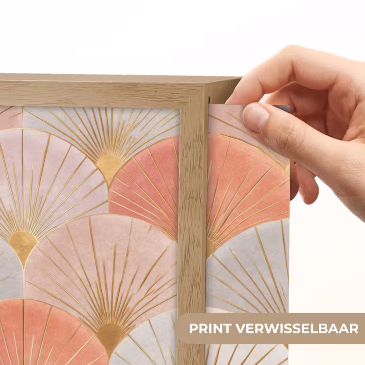 Waaiers - Goud - Roze Light Box met batterij (Wandlamp) middel 907 -USP_websiteprintNL
