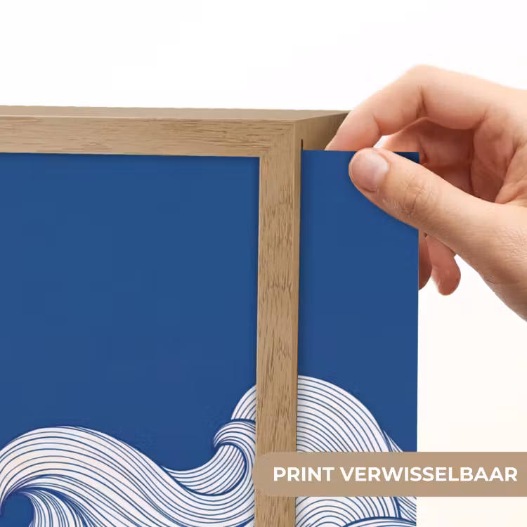 Walvis - Staart - Golven - Lijntekening - Blauw Light Box met batterij (Wandlamp) middel -USP_websiteprintNL