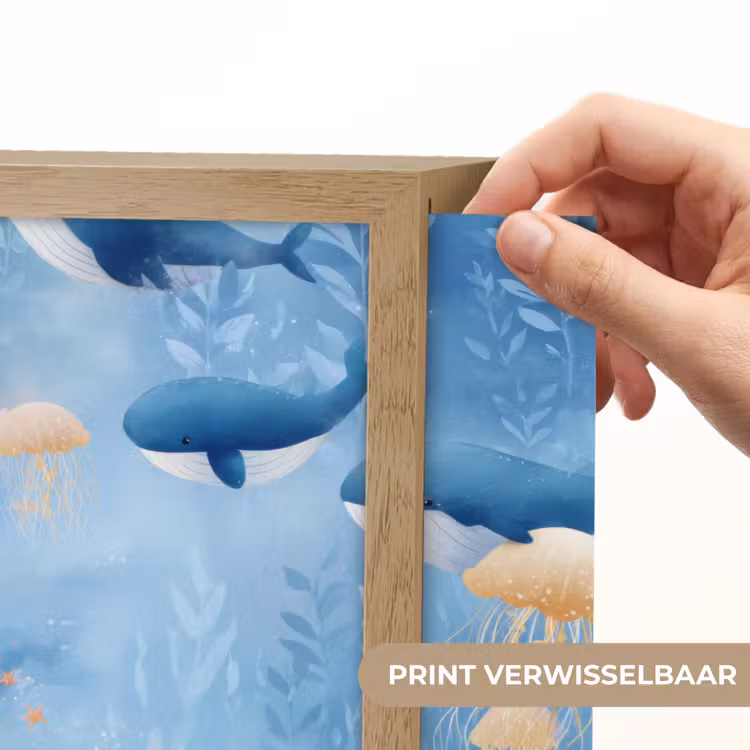 Walvissen - Oceaan - Blauw Light Box met batterij (Wandlamp) middel 907 -USP_websiteprintNL