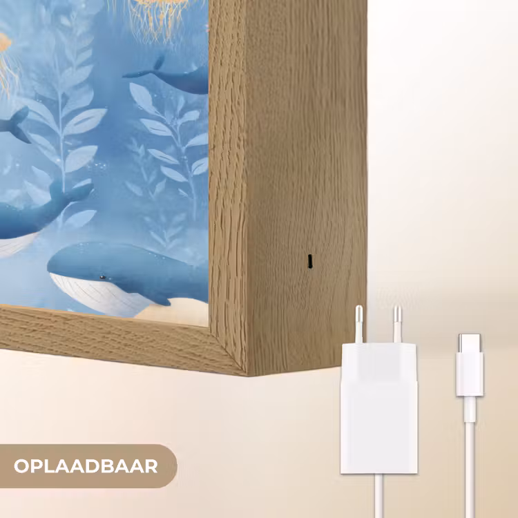 Walvissen - Oceaan - Blauw Light Box met batterij (Wandlamp) middel 907 -USP_websiteoplaadbaarNL
