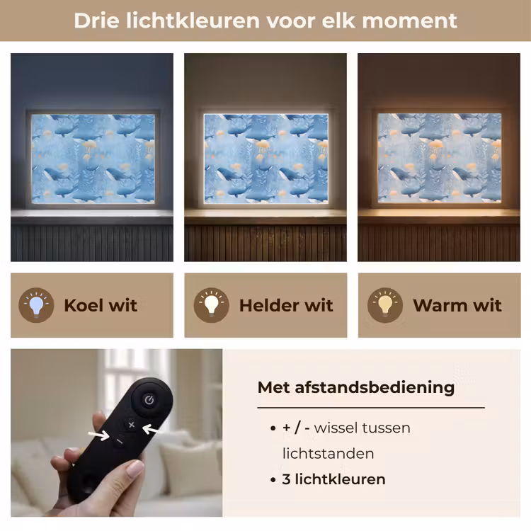 Walvissen - Oceaan - Blauw Light Box met batterij (Wandlamp) middel 907 -USP_lichtkleurNL