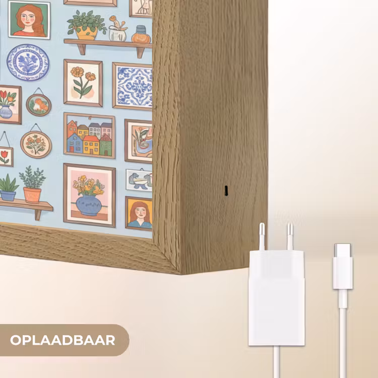 Wanddecoratie - Collectie - Huis - Illustratief - Kleurrijk Light Box met batterij (Wandlamp) middel -USP_websiteoplaadbaarNL