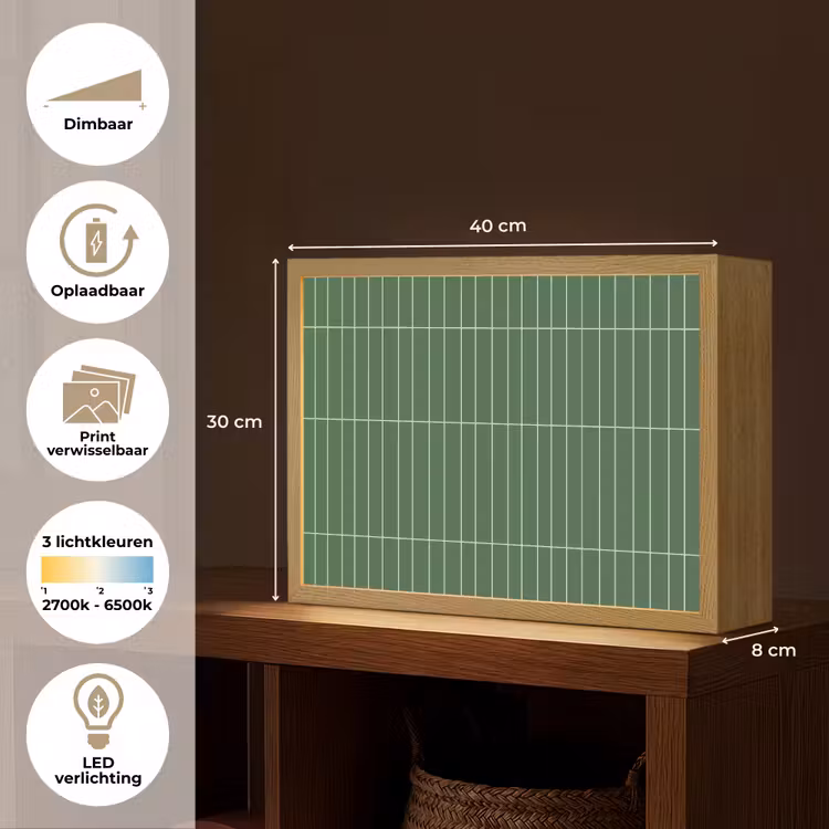 Wandtegel - Verticaal - Donkergroen Light Box met batterij (Wandlamp) middel 907 -USP_websiteoverzichtNL