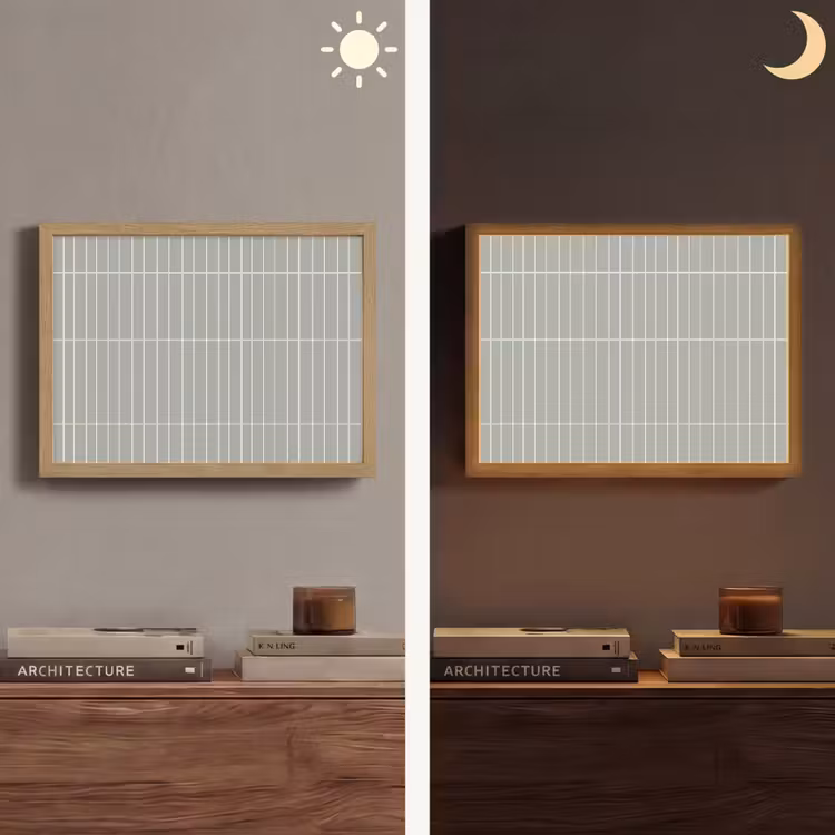 Wandtegel - Verticaal - Lichtgrijs Light Box met batterij (Wandlamp) middel 907 -sfeer3
