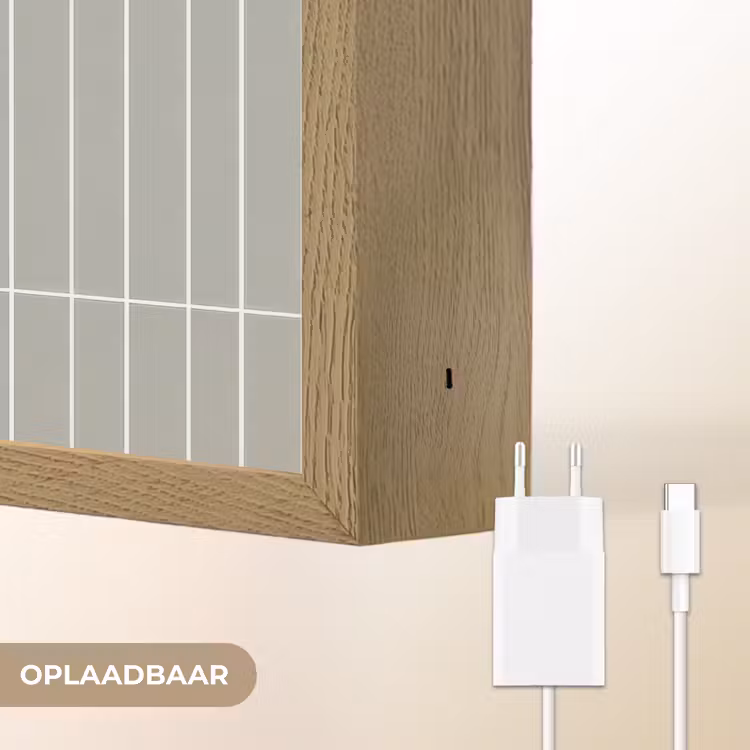 Wandtegel - Verticaal - Lichtgrijs Light Box met batterij (Wandlamp) middel 907 -USP_websiteoplaadbaarNL