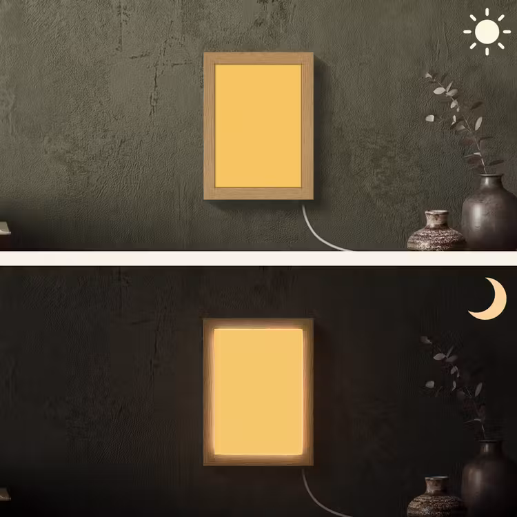 Warm - Sand - Terracotta Light Box met kabel (Wandlamp) klein 929 -sfeer3