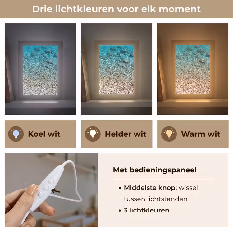 Water - Kiezels - Natuur - Levendig - Turkoois Light Box met kabel (Wandlamp) klein -USP_lichtkleurNL
