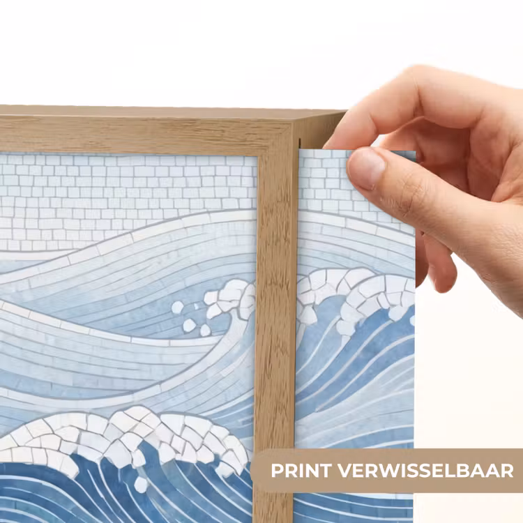 Water - Mozaïek - Landschap - Modern - Blauw Light Box met batterij (Wandlamp) middel -USP_websiteprintNL