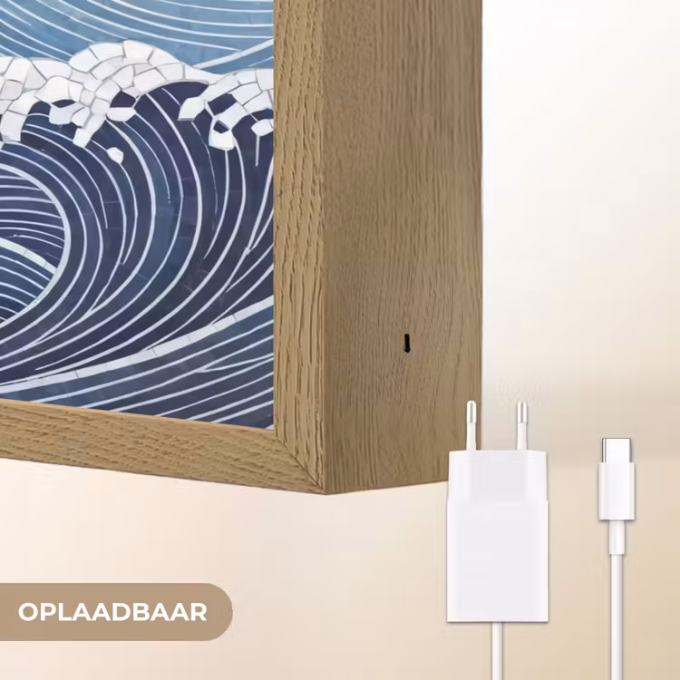 Water - Mozaïek - Landschap - Modern - Blauw Light Box met batterij (Wandlamp) middel -USP_websiteoplaadbaarNL