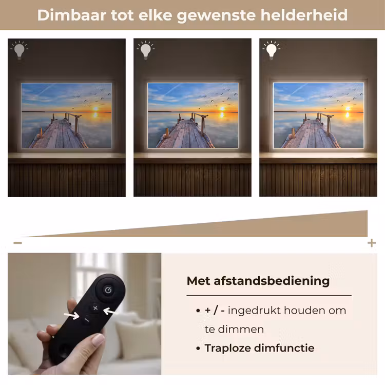 Water - Steiger - Vogels - Zonsondergang - Horizon Light Box met batterij (Wandlamp) middel -USP_dimbaarNL