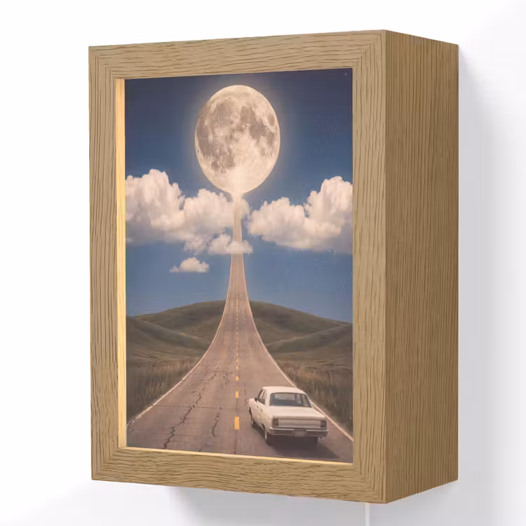Lightbox - Wandlamp - Weg - Maan - Nacht - Weg - Maan - Nacht Light Box met kabel (Wandlamp) klein