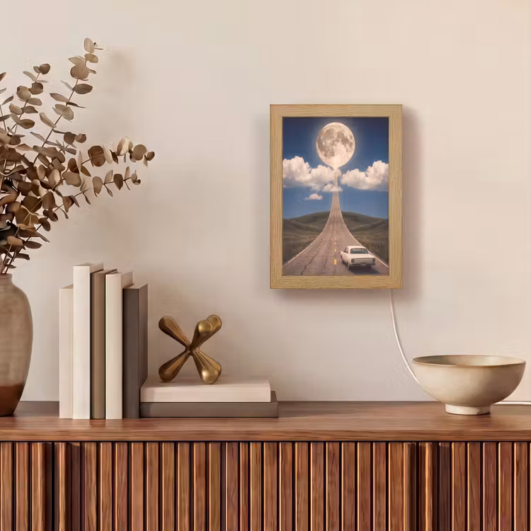 Lightbox - Wandlamp - Weg - Maan - Nacht - Weg - Maan - Nacht Light Box met kabel (Wandlamp) klein