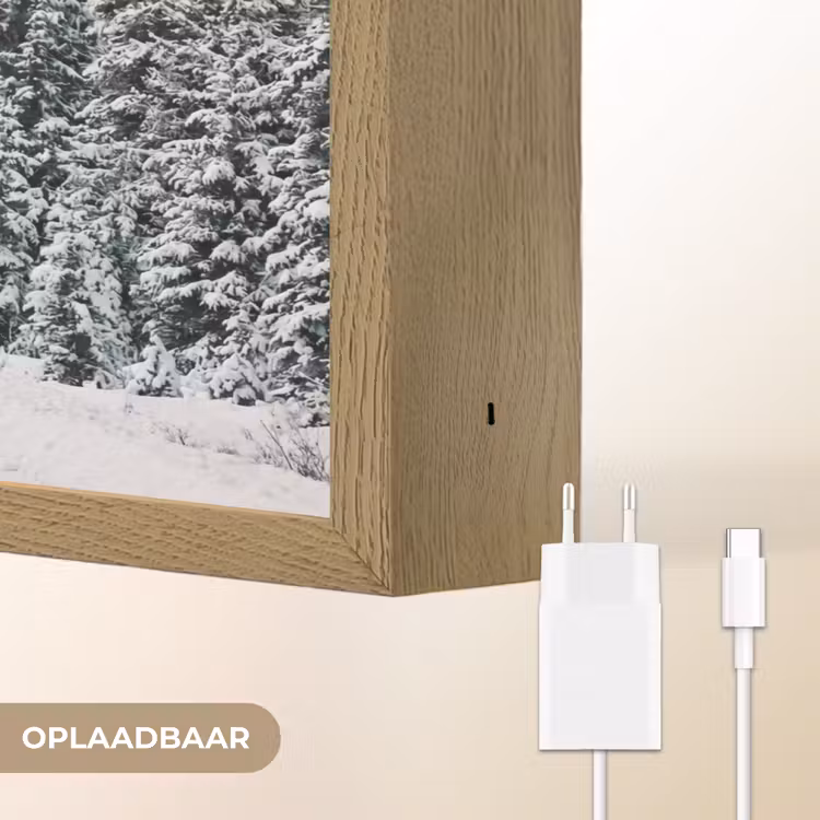 Weg - Sneeuw - Naaldbos - Winter - Avontuurlijk Light Box met batterij (Wandlamp) middel -USP_websiteoplaadbaarNL