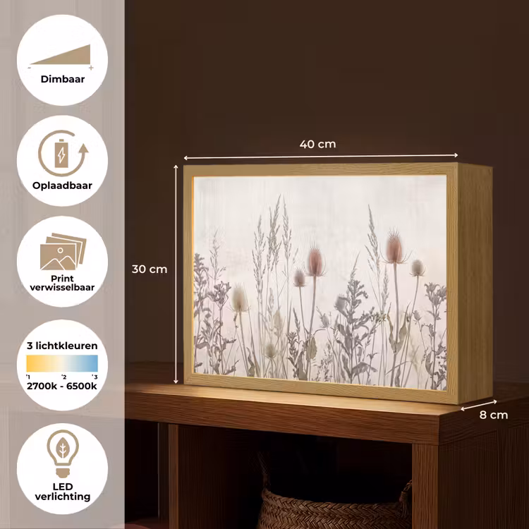 Weidebloemen - Design - Sepia Light Box met batterij (Wandlamp) middel -USP_websiteoverzichtNL
