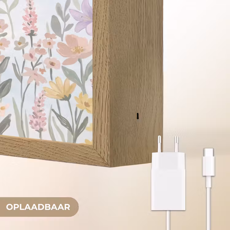 Weidebloemen - Illustratie - Kleurrijk Light Box met batterij (Wandlamp) middel -USP_websiteoplaadbaarNL