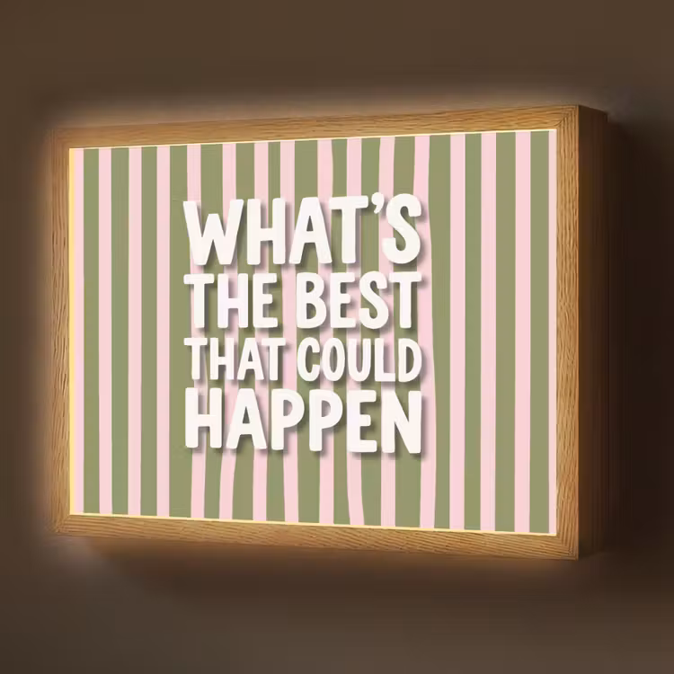 What's the best that could happen - Strepen - Groen - Roze Light Box met batterij (Wandlamp) middel -z3d_website