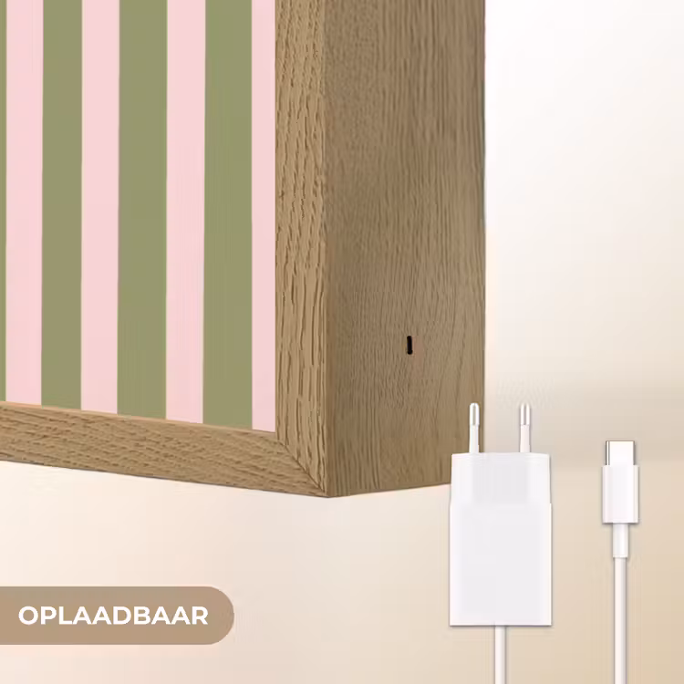 What's the best that could happen - Strepen - Groen - Roze Light Box met batterij (Wandlamp) middel -USP_websiteoplaadbaarNL