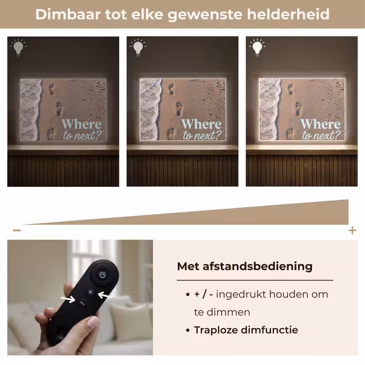 Where to next - Strand - Voetstappen Light Box met batterij (Wandlamp) middel -USP_dimbaarNL