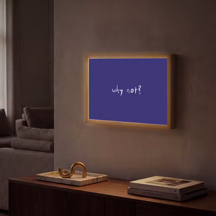Why not - Blauw - Handgeschreven Light Box met batterij (Wandlamp) middel -sfeer1