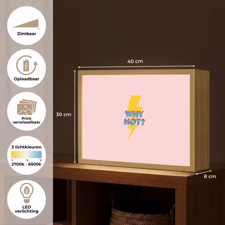 Why not - Bliksem - Roze Light Box met batterij (Wandlamp) middel -USP_websiteoverzichtNL