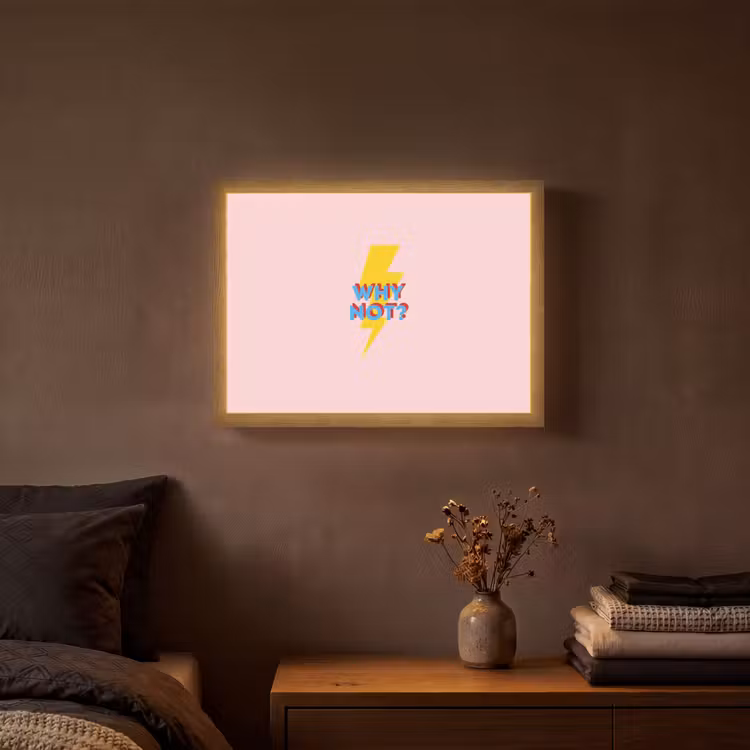 Why not - Bliksem - Roze Light Box met batterij (Wandlamp) middel -sfeer4