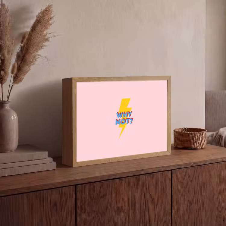 Why not - Bliksem - Roze Light Box met batterij (Wandlamp) middel -sfeer2