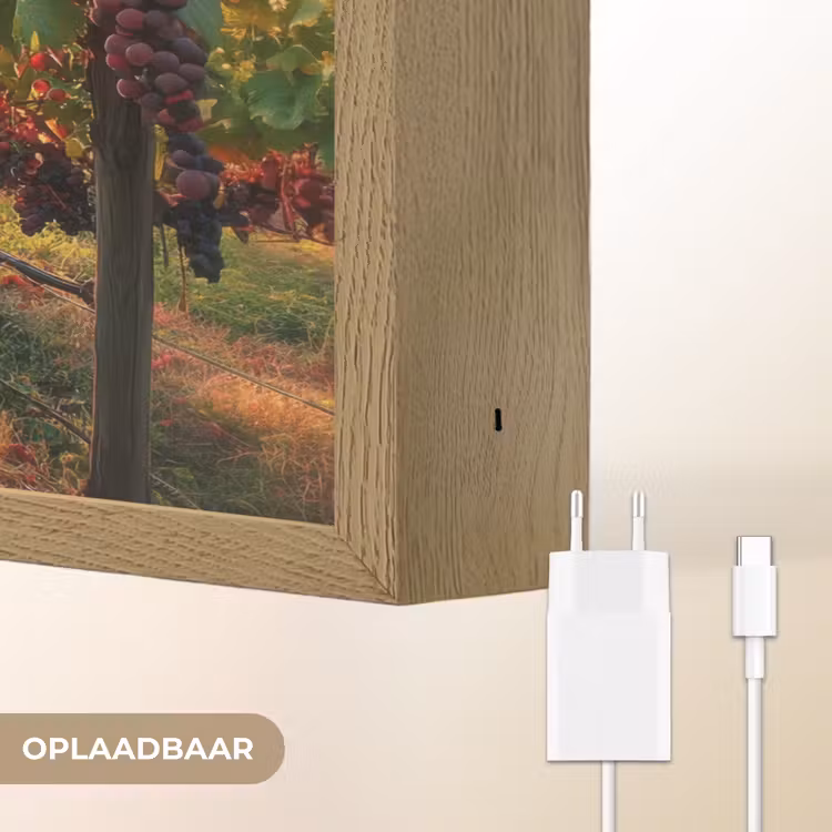Wijngaard - Druiven - Zonsondergang Light Box met batterij (Wandlamp) middel -USP_websiteoplaadbaarNL