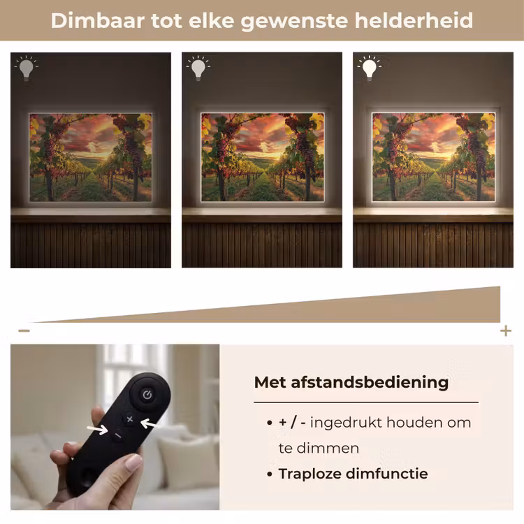 Wijngaard - Druiven - Zonsondergang Light Box met batterij (Wandlamp) middel -USP_dimbaarNL