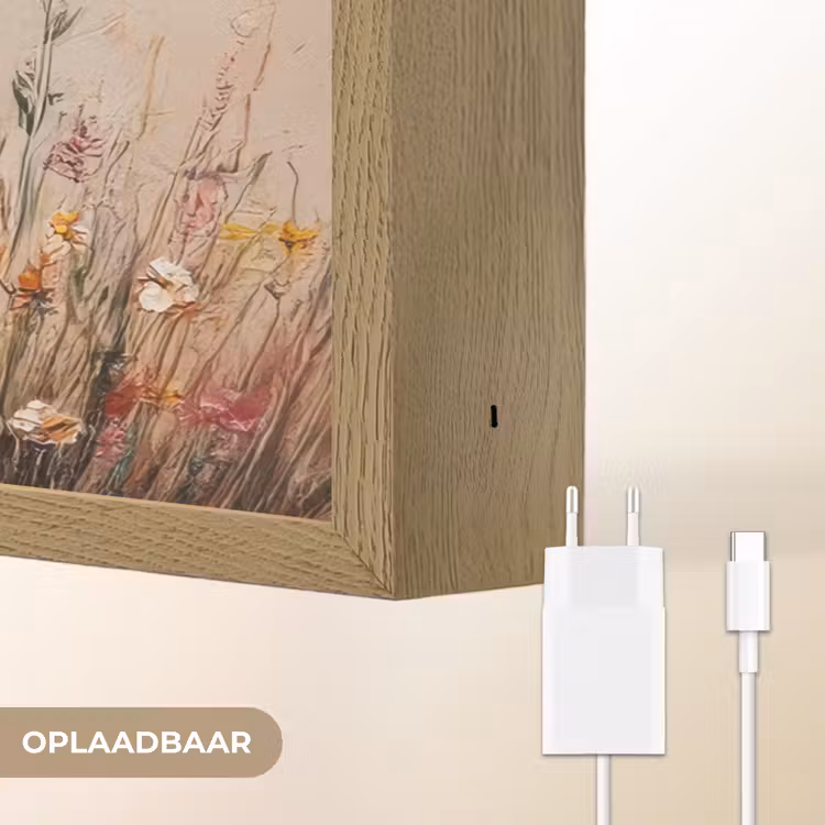 Wilde bloemen - Penseelstreken - Rustgevend Light Box met batterij (Wandlamp) middel -USP_websiteoplaadbaarNL