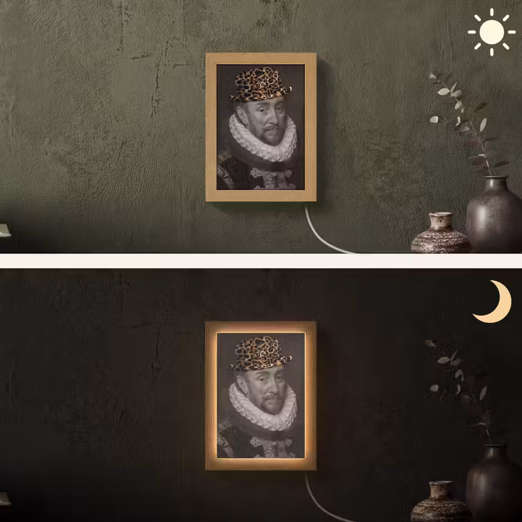Willem van Oranje - Adriaen Thomasz - Panterprint Light Box met kabel (Wandlamp) klein -sfeer3