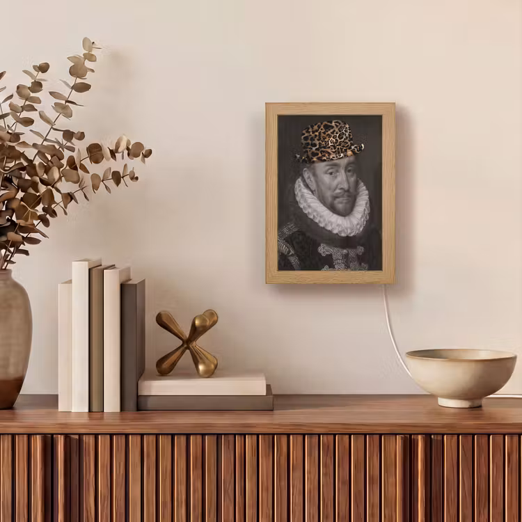 Willem van Oranje - Adriaen Thomasz - Panterprint Light Box met kabel (Wandlamp) klein -sfeer2