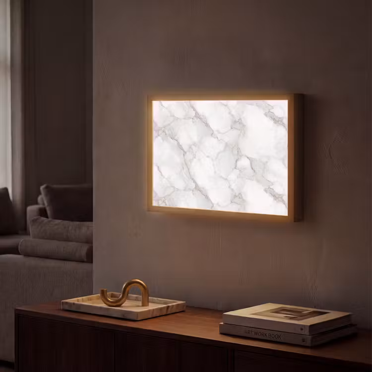 Wit - Marmer - Bruin Light Box met batterij (Wandlamp) middel 907 -sfeer1