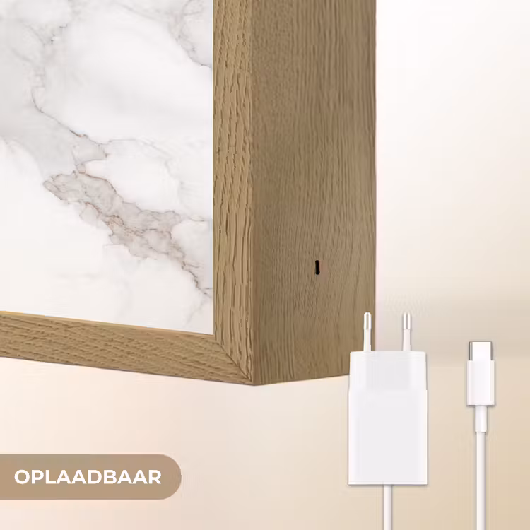 Wit - Marmer - Bruin Light Box met batterij (Wandlamp) middel 907 -USP_websiteoplaadbaarNL