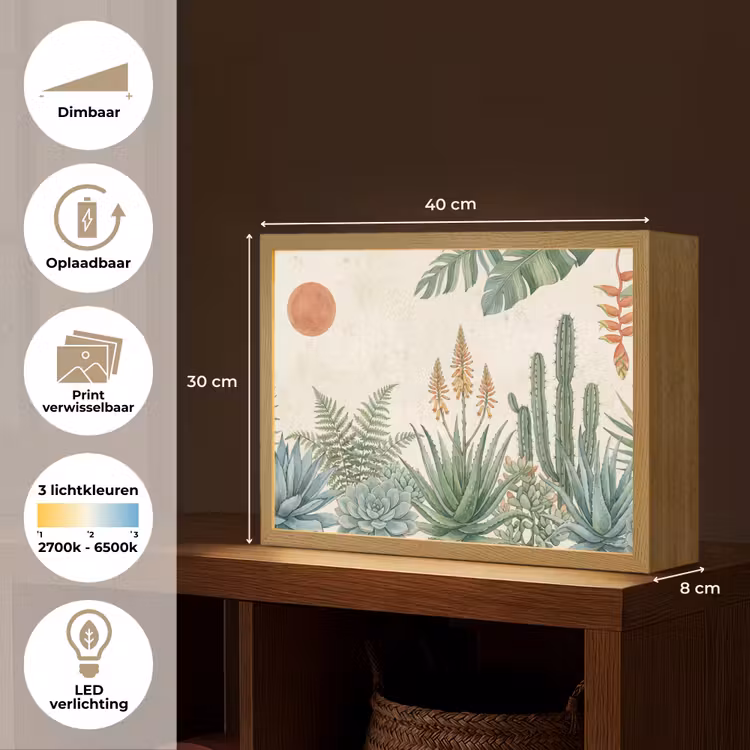 Woestijn - Planten - Groen Light Box met batterij (Wandlamp) middel -USP_websiteoverzichtNL