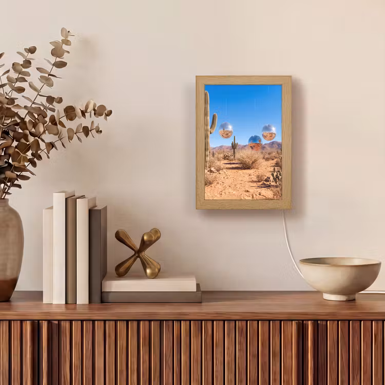 Lightbox - Wandlamp - Woestijn - Spiegelbal - Kunst - Woestijn - Spiegelbal - Kunst Light Box met kabel (Wandlamp) klein