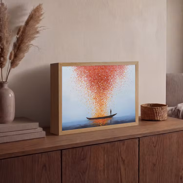 Wolk - Confetti - Boot - Wateroppervlakte Light Box met batterij (Wandlamp) middel -sfeer2